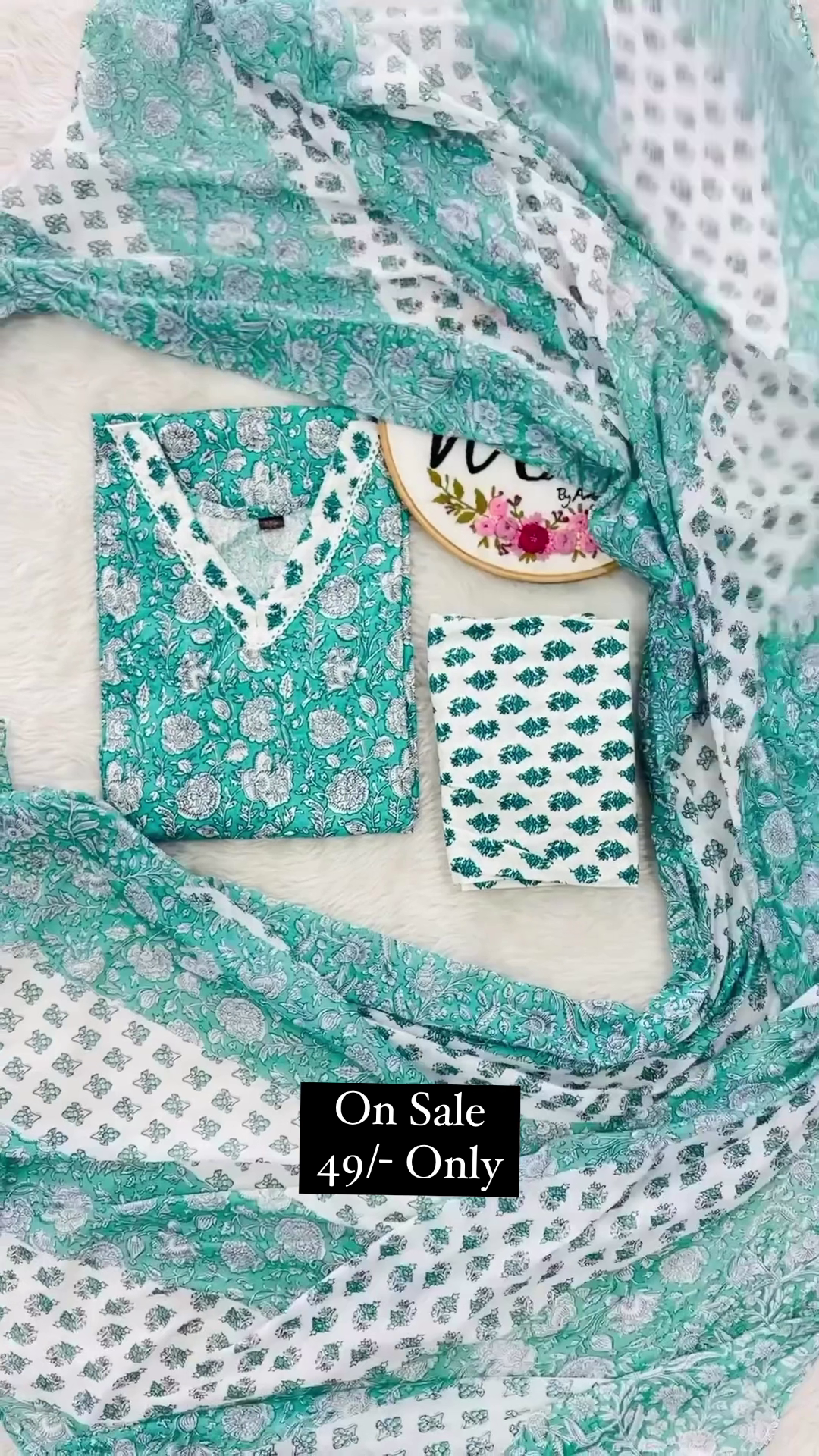 Round Neck Designer Cotton Salwar With Dupatta For Women