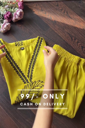 Embroidered Straight Kurta with Mandarin Collar