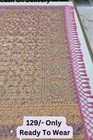 Classic Pretty Traditional Thread Embroidery With Top Notch Sequin Work On Georgette Fabric