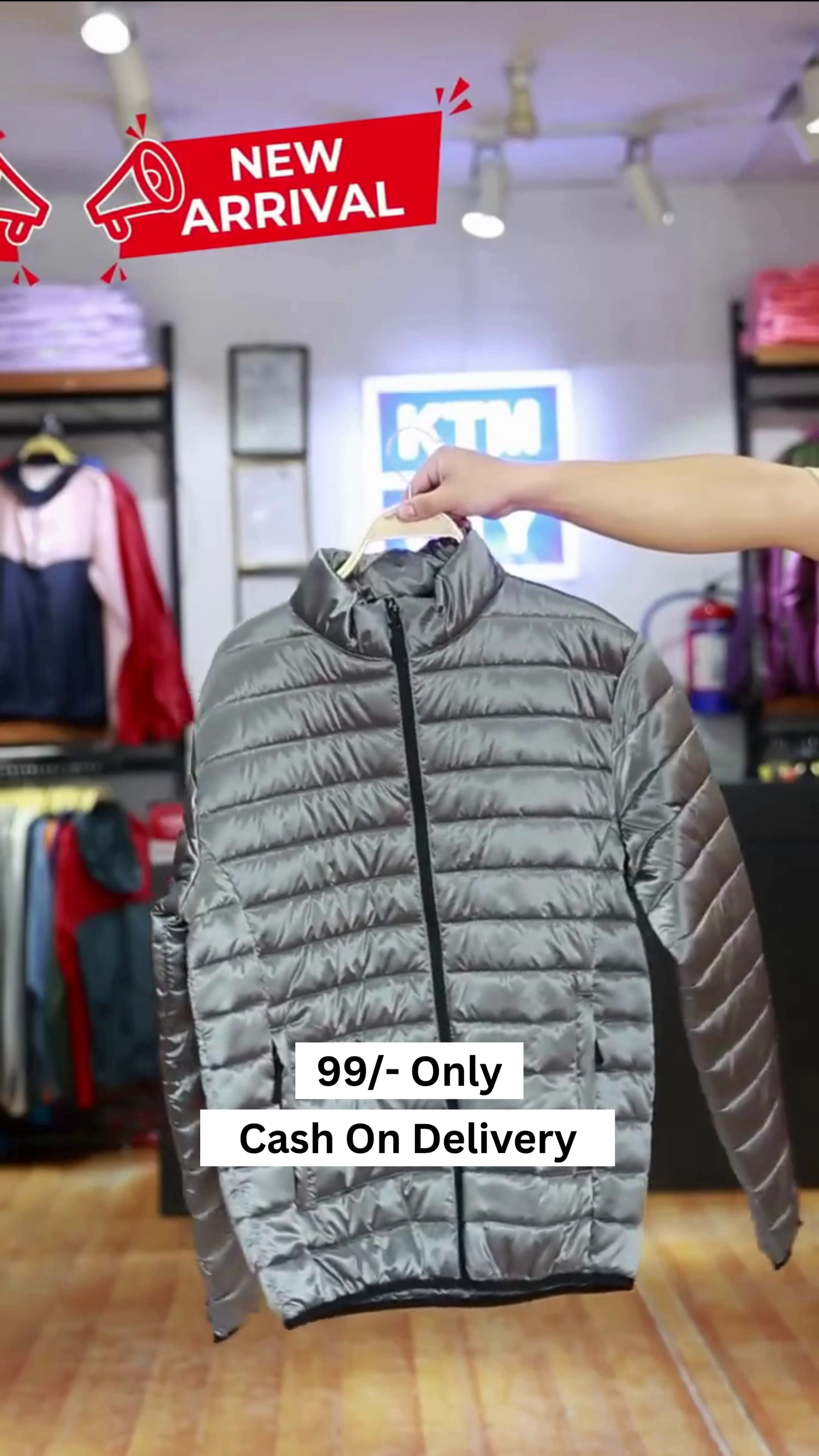 Men Solid Mock Collar Puffer Jacket - Image 7