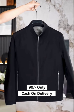 Men’s Standing Collar Zipper Casual Jacket, Men Lightweight Business Windbreaker, Stylish Work Coat