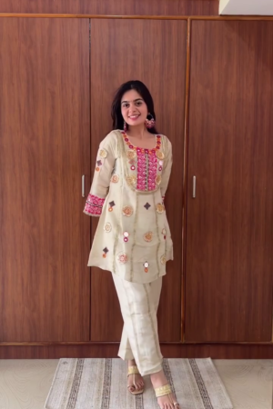 PREMIUM TISSUE SILK GOTTA CO-ORD WITH POTLI