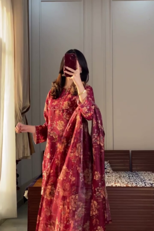 Women Cotton Rayon Kurta Palazzo Dupatta Set