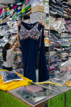 Ready to Wear Saree with Embellished Blouse, Pre-Stitched Saree, Heavy Rangoli Fabric, Contemporary Style, Free Size, Dry Clean Only