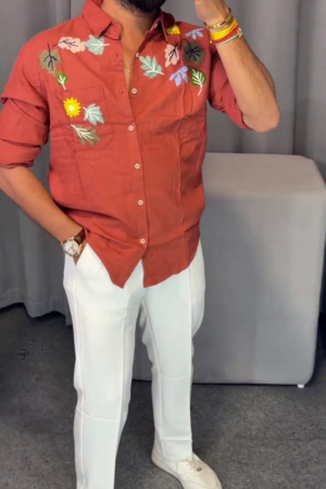 Men Relaxed Fit Embroidery Resortwear Shirt
